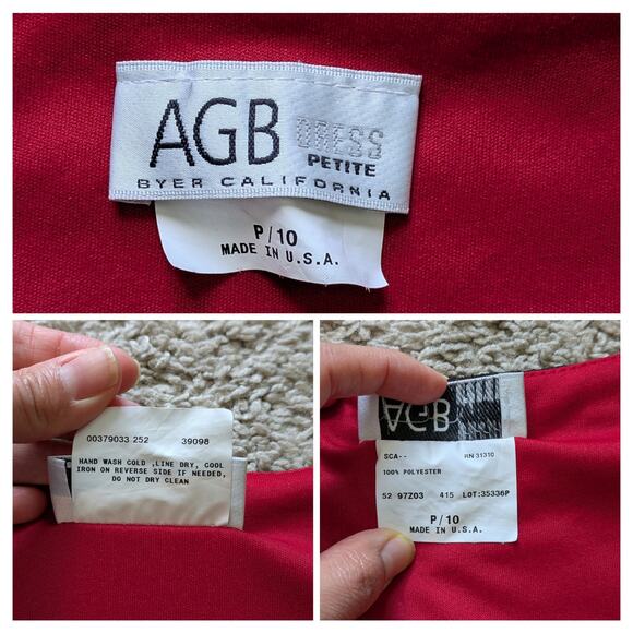 VTG AGB Byer Dress 10P Black-Red Rhinestone Floral Asymmetric Hem WhimsigothGoth - Picture 3 of 7